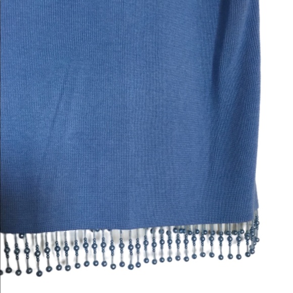 HILLARD & HANSON Beaded Trim Sweater Sleeveless Periwinkle Women’s Size Large - Picture 7 of 9